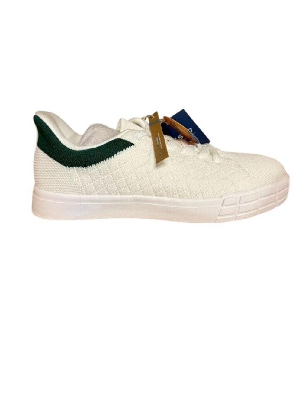 STQ Womens Lace Up White & Green Knit Sneakers Size 9.5 NEW